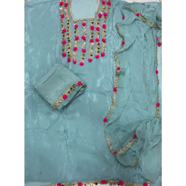 Pure Organza Silk Embroidery Suit Set