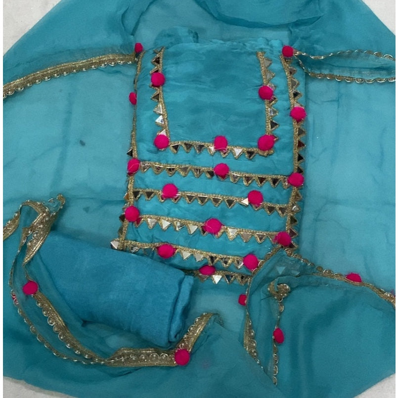 Pure Organza Silk Embroidery Suit Set
