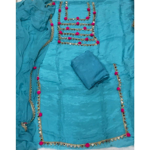 Pure Organza Silk Embroidery Suit Set