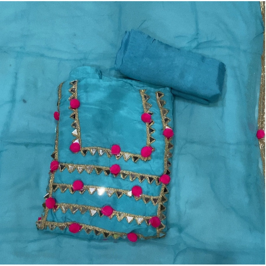 Pure Organza Silk Embroidery Suit Set