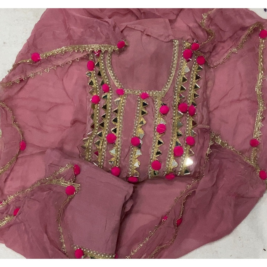 Pure Organza Silk Embroidery Suit Set