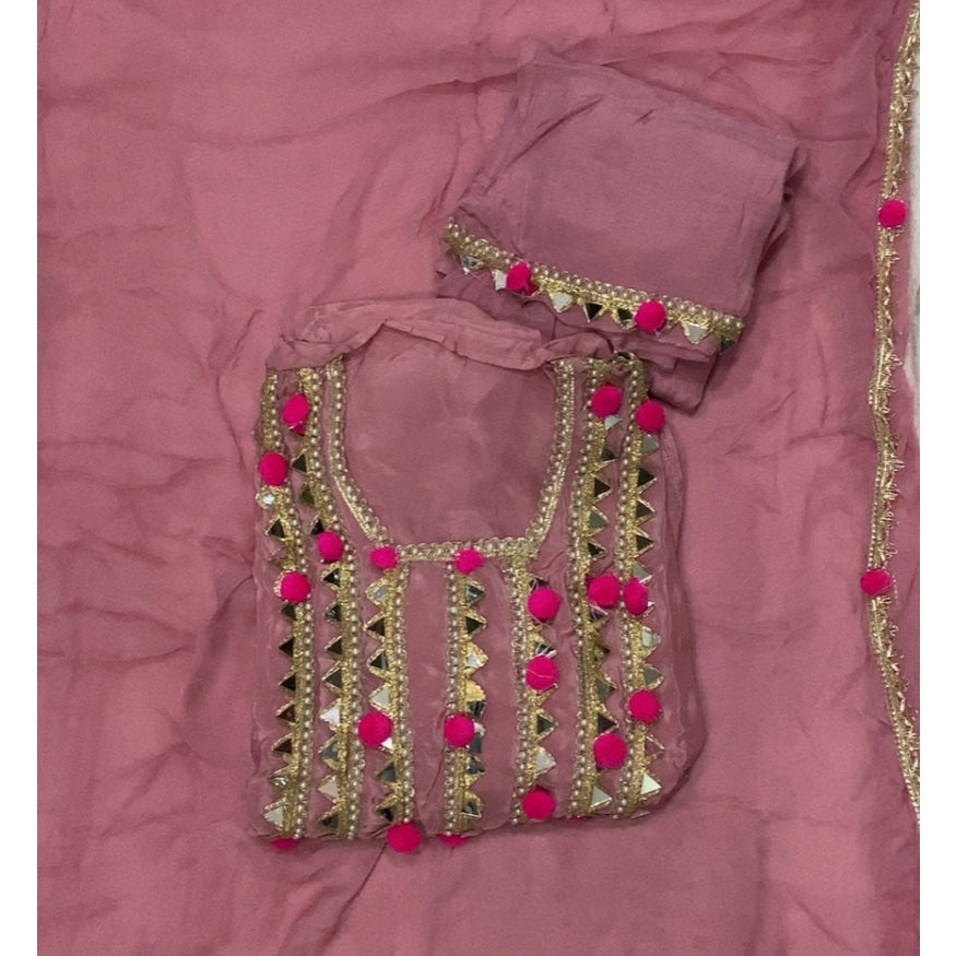 Pure Organza Silk Embroidery Suit Set