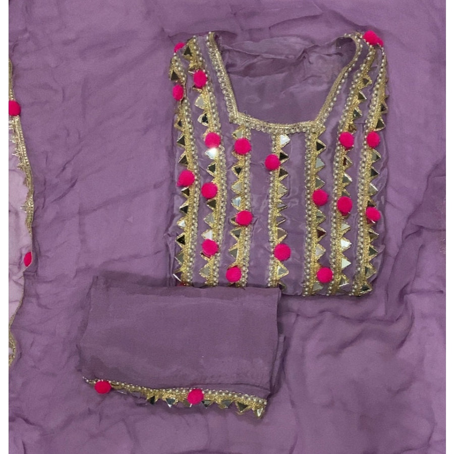 Pure Organza Silk Embroidery Suit Set