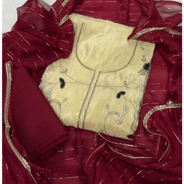Glass Organza Silk Embroidery Suit Set