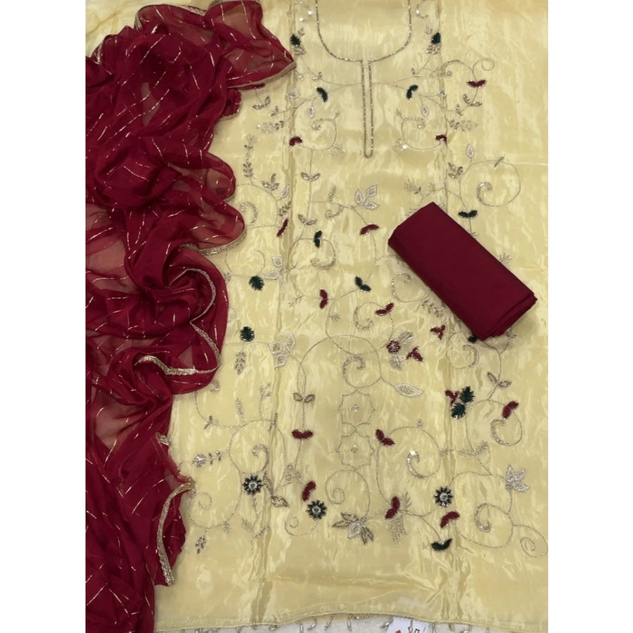 Glass Organza Silk Embroidery Suit Set