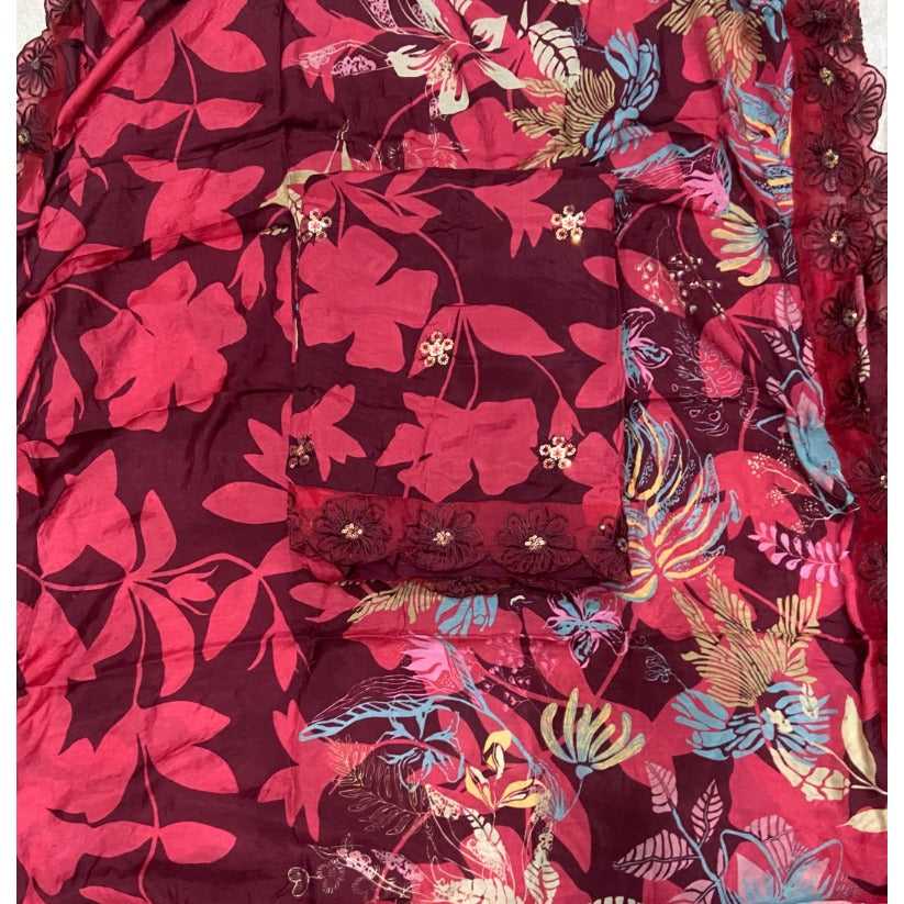 Muslin Silk Embroidery Suit Set