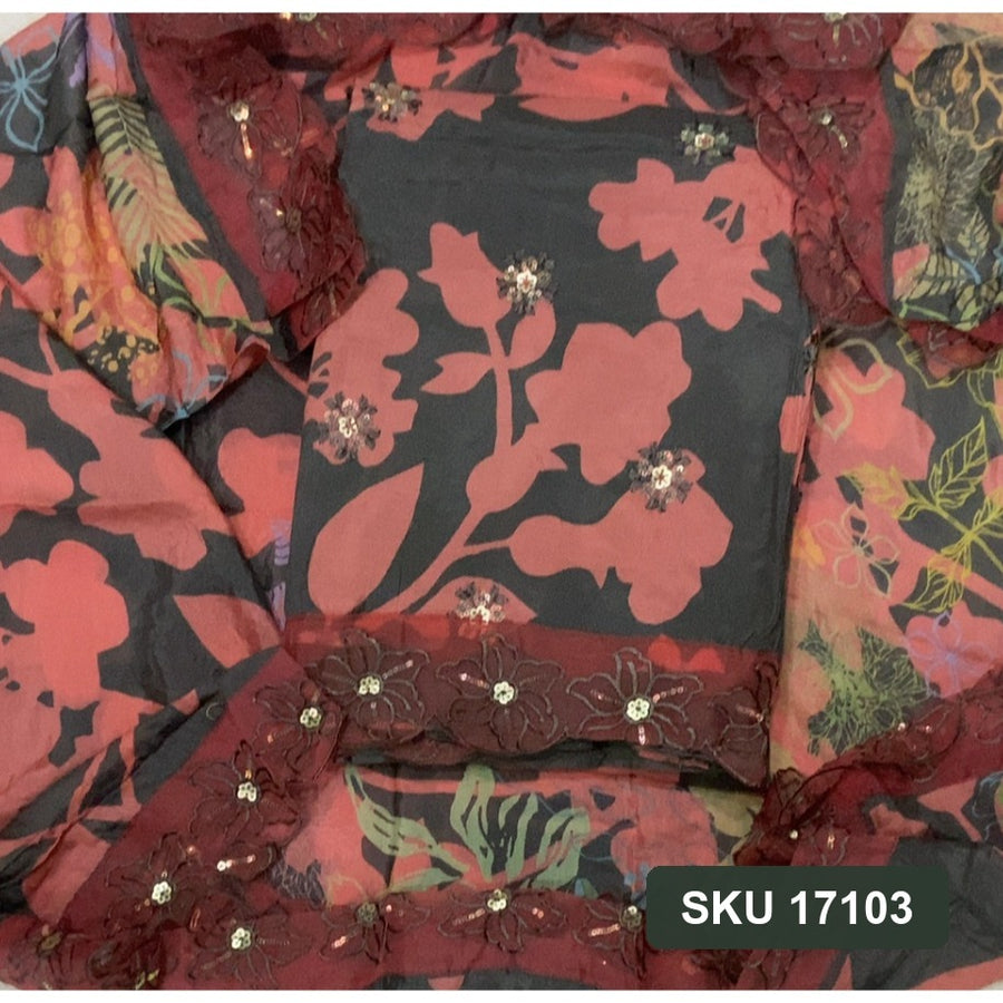 Muslin Silk Embroidery Suit Set