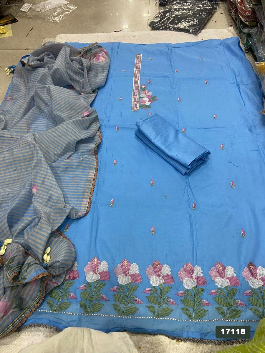 Banarsi Silk Embroidery Suit Set