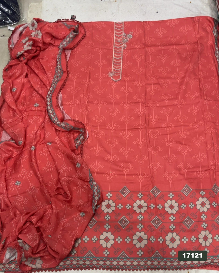 Cotton Silk Embroidery Suit Set