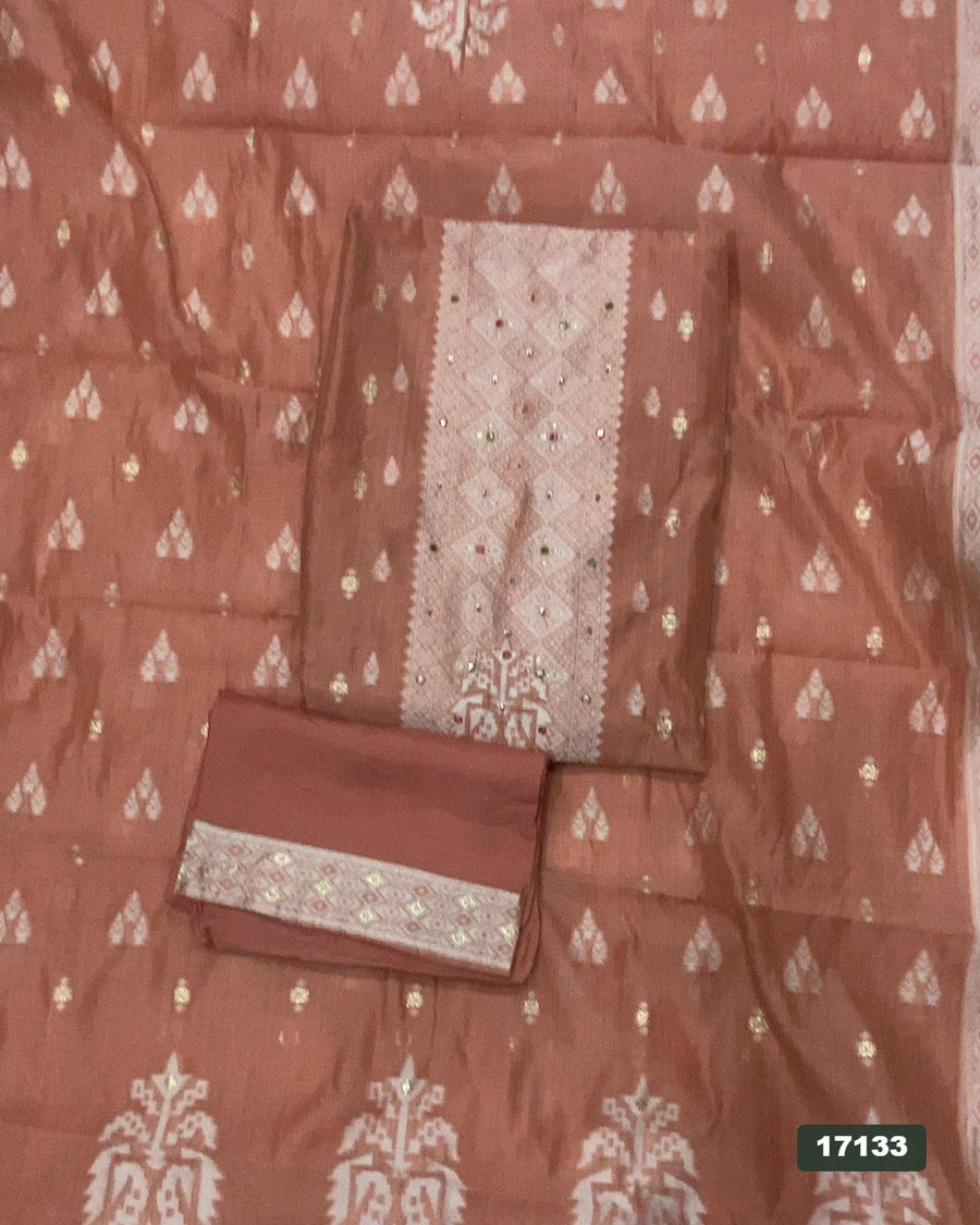 Pure Jamdani Silk Embroidery Suit Set