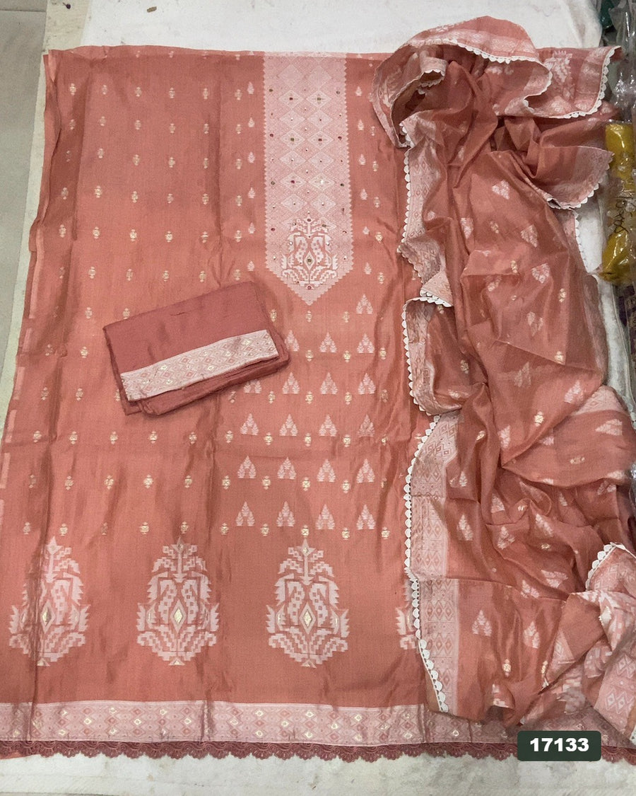 Pure Jamdani Silk Embroidery Suit Set