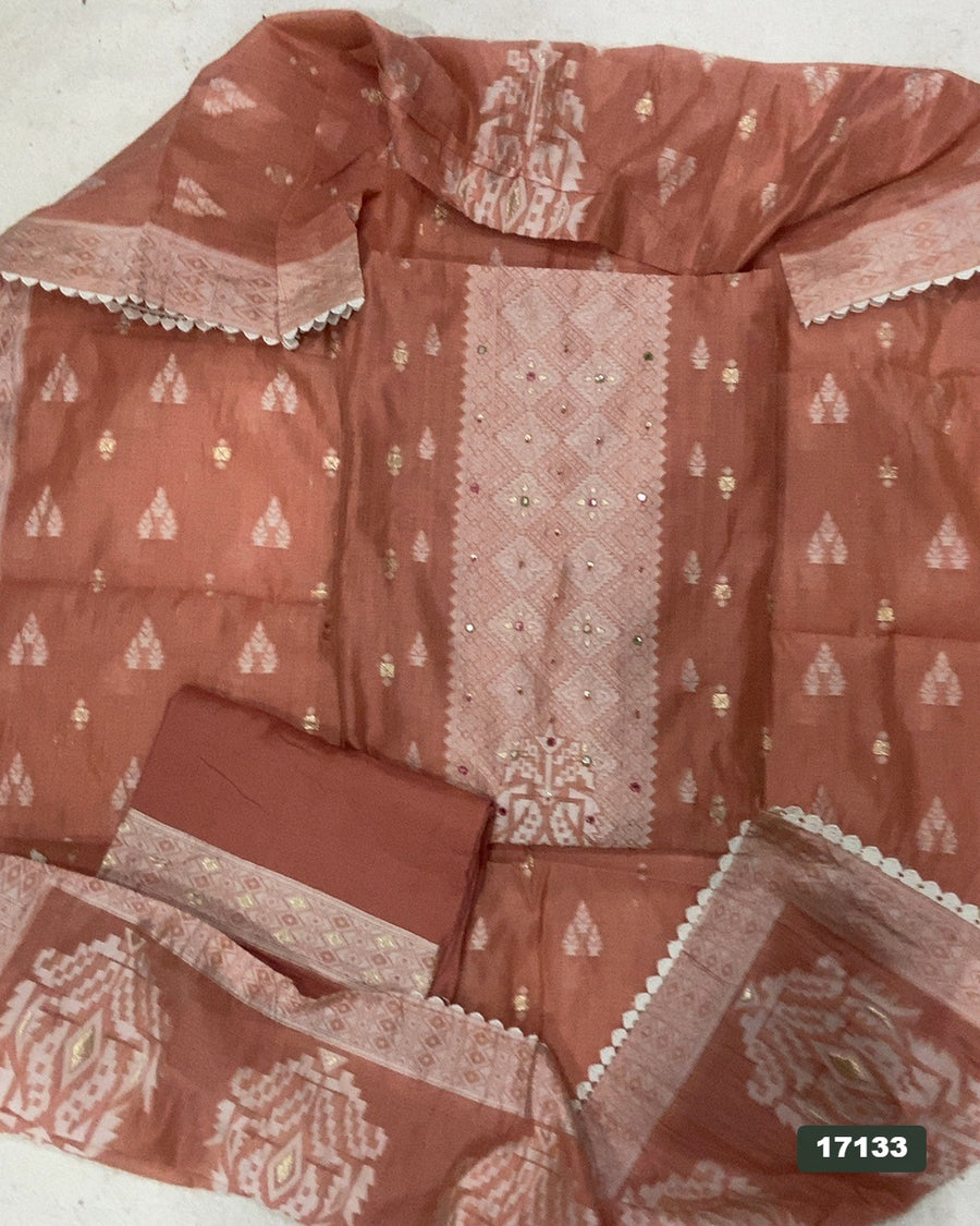 Pure Jamdani Silk Embroidery Suit Set