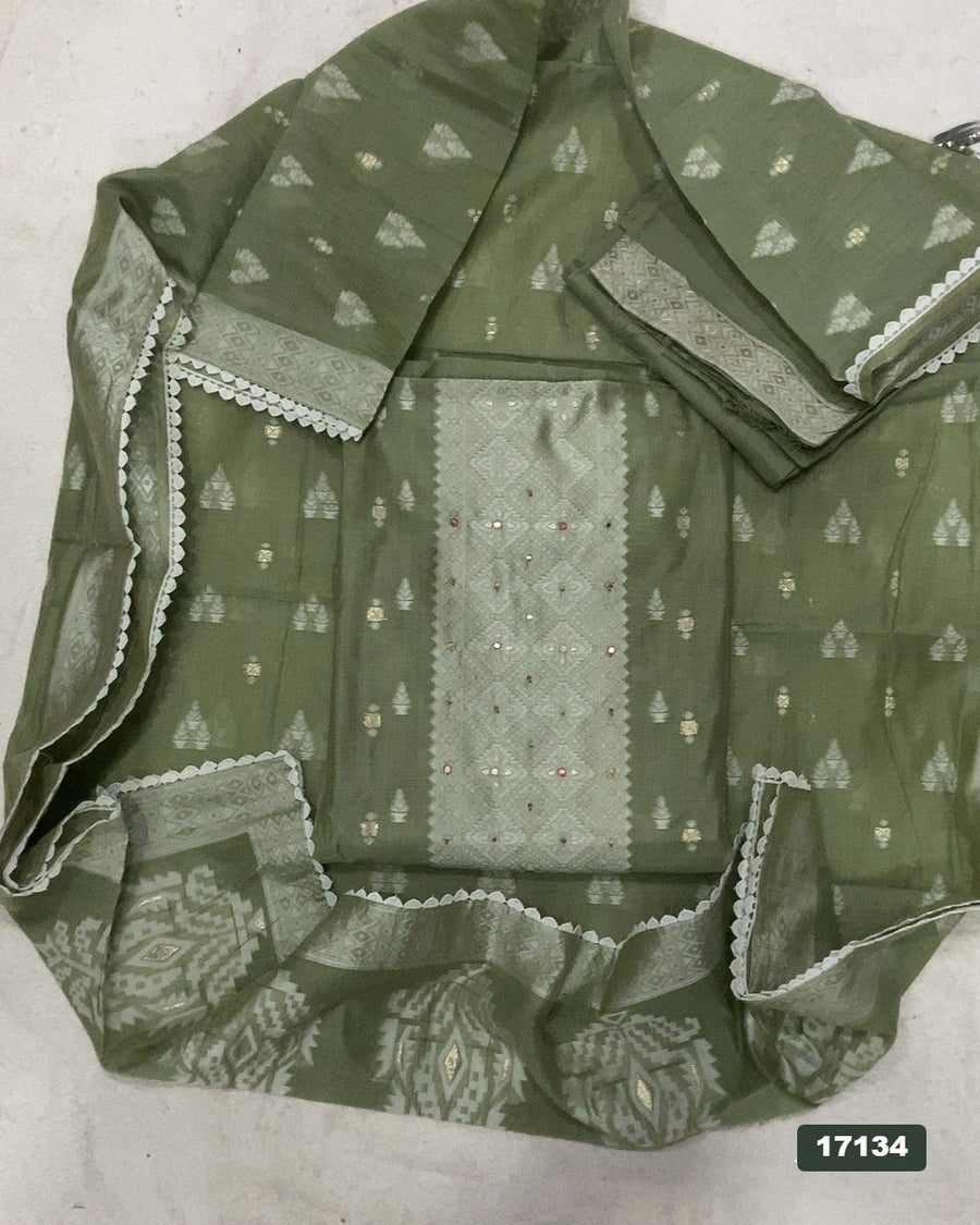 Pure Jamdani Silk Embroidery Suit Set