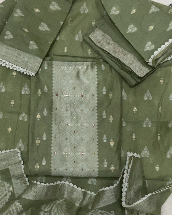 Pure Jamdani Silk Embroidery Suit Set
