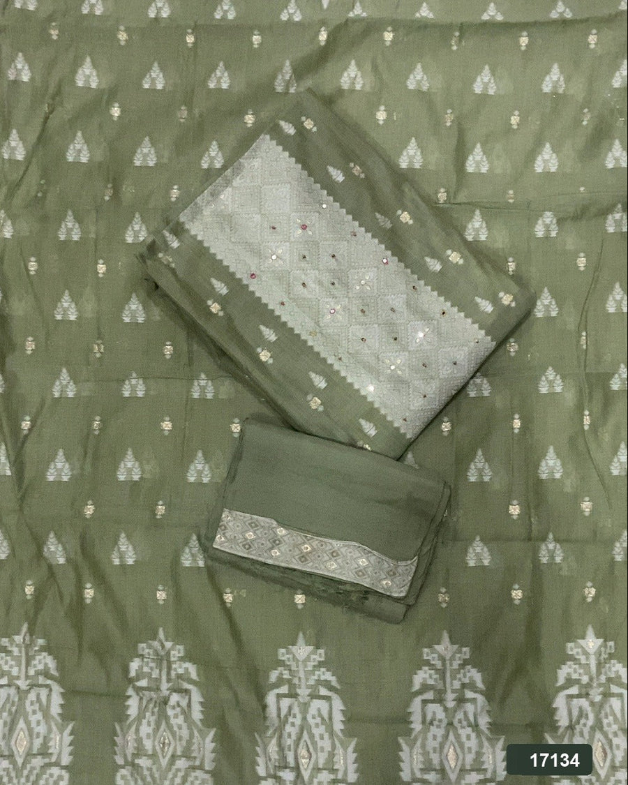 Pure Jamdani Silk Embroidery Suit Set