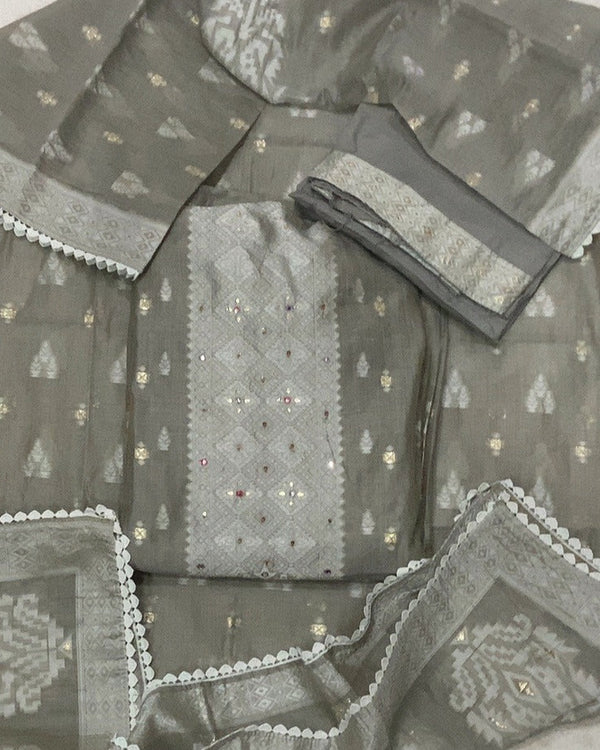 Pure Jamdani Silk Embroidery Suit Set