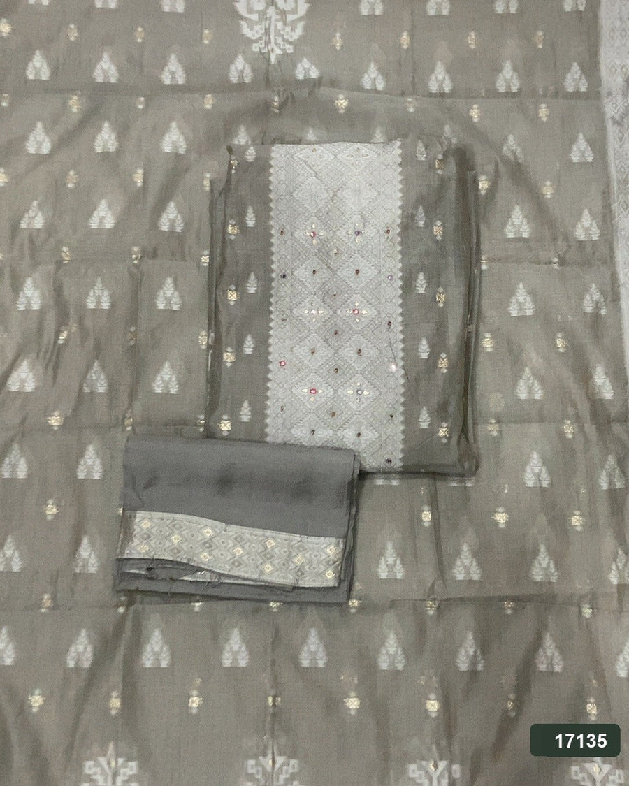Pure Jamdani Silk Embroidery Suit Set