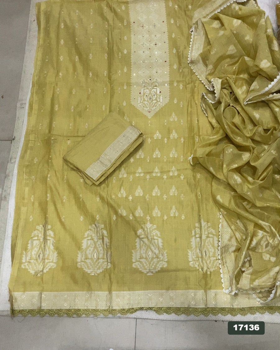 Pure Jamdani Silk Embroidery Suit Set