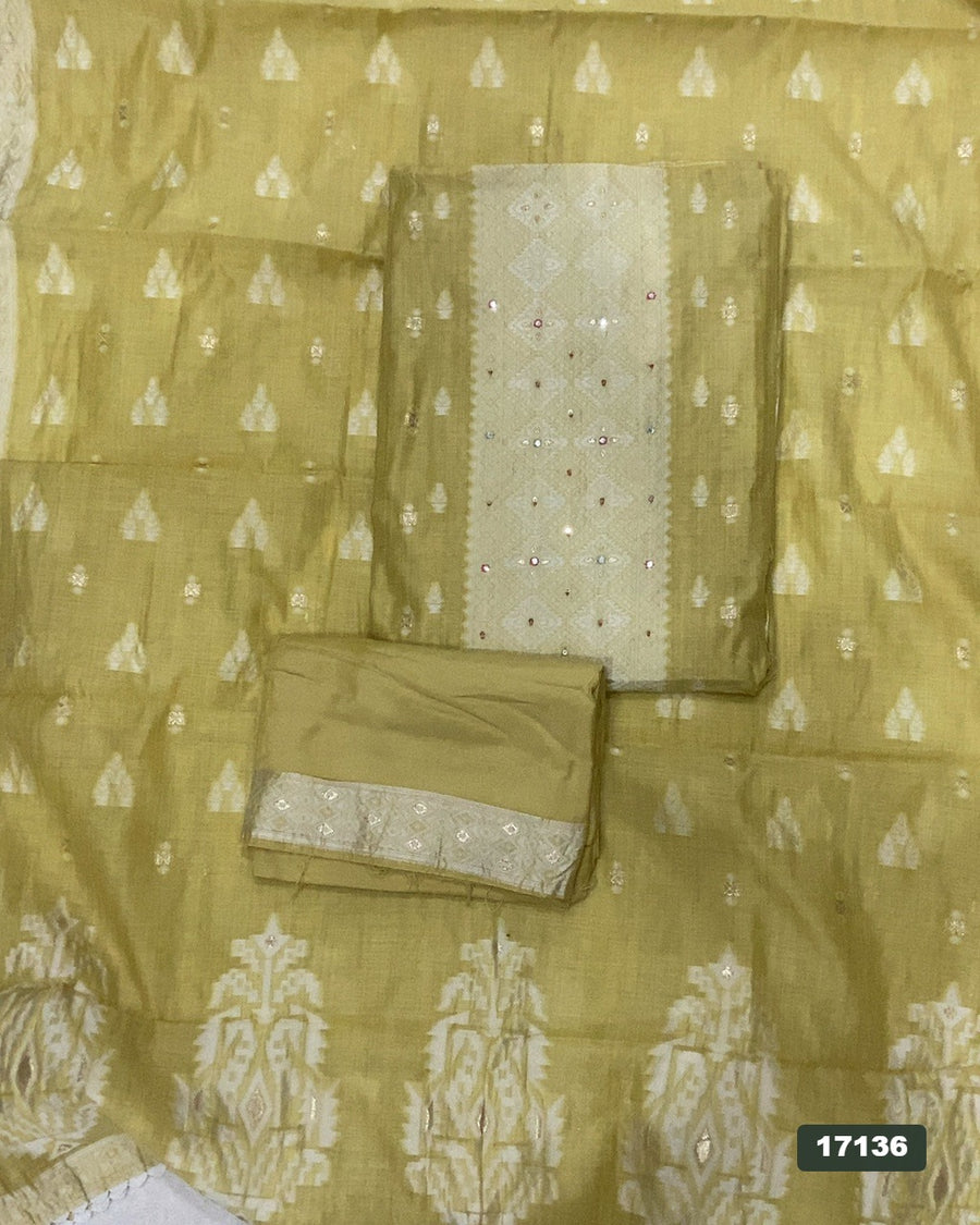 Pure Jamdani Silk Embroidery Suit Set