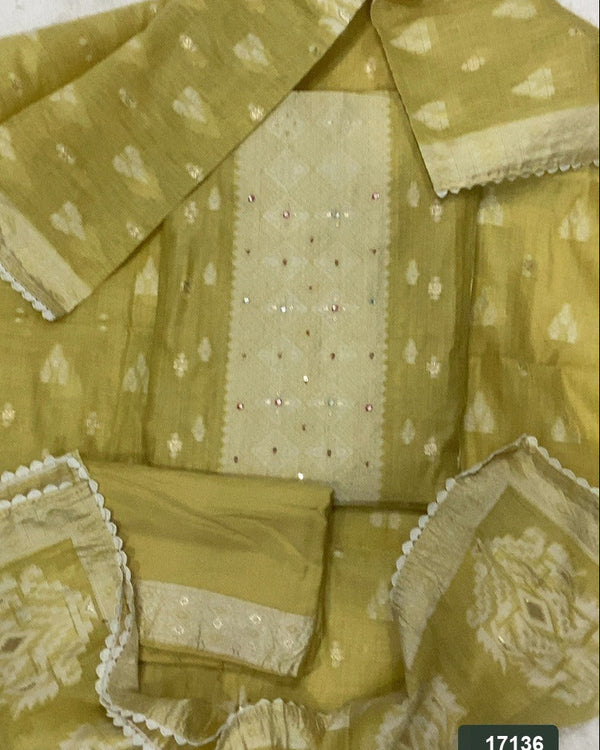 Pure Jamdani Silk Embroidery Suit Set