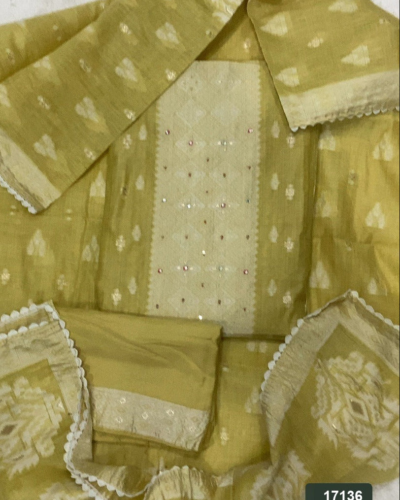 Pure Jamdani Silk Embroidery Suit Set