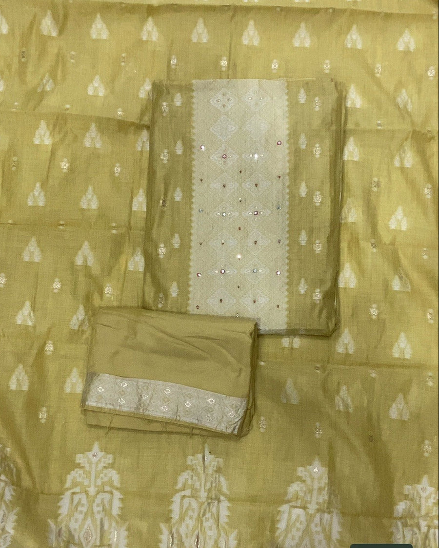 Pure Jamdani Silk Embroidery Suit Set