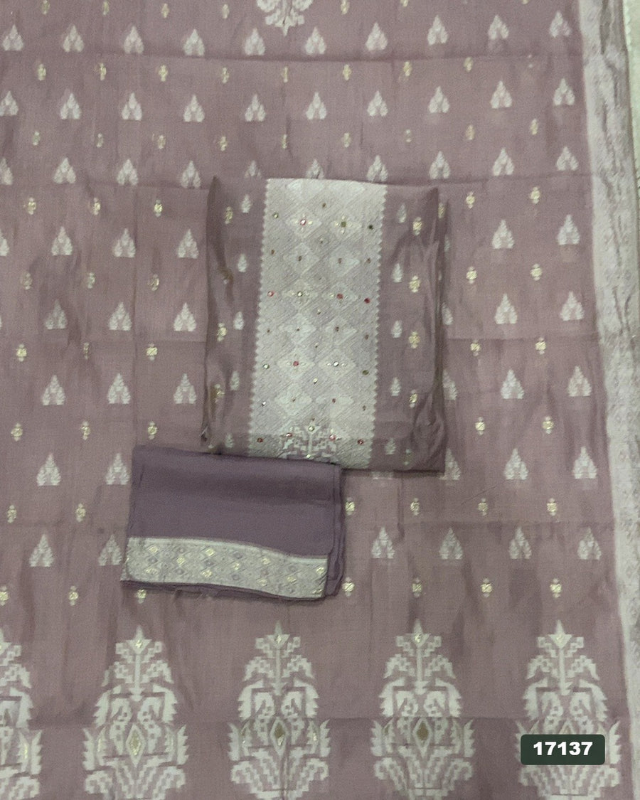 Pure Jamdani Silk Embroidery Suit Set