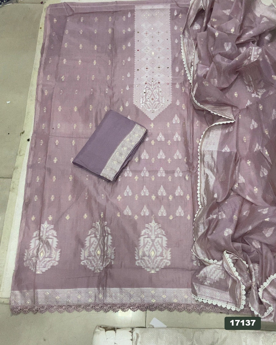Pure Jamdani Silk Embroidery Suit Set