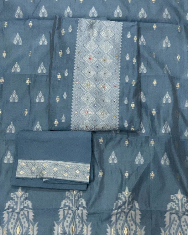 Pure Jamdani Silk Embroidery Suit Set