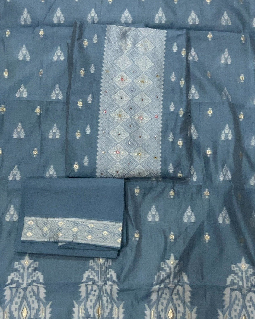 Pure Jamdani Silk Embroidery Suit Set