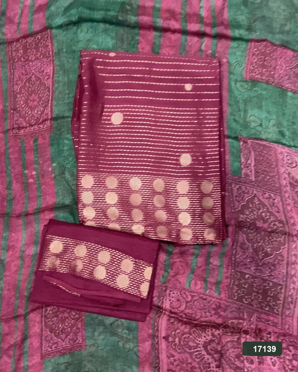 Pure Bamberg Muslin Silk Embroidery Suit Set