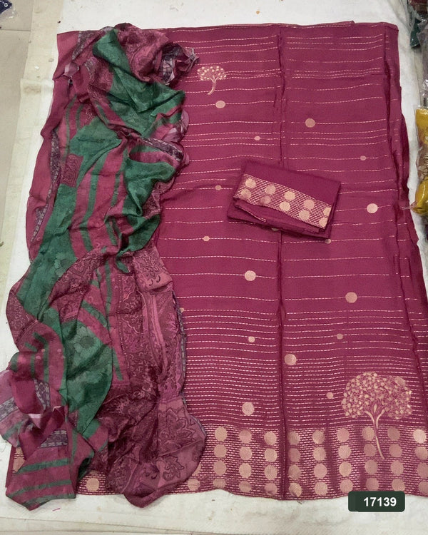 Pure Bamberg Muslin Silk Embroidery Suit Set