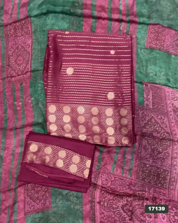 Pure Bamberg Muslin Silk Embroidery Suit Set