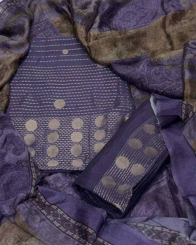 Pure Bamberg Muslin Silk Embroidery Suit Set
