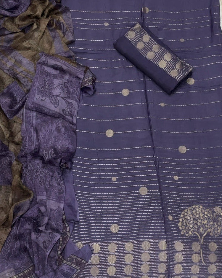 Pure Bamberg Muslin Silk Embroidery Suit Set