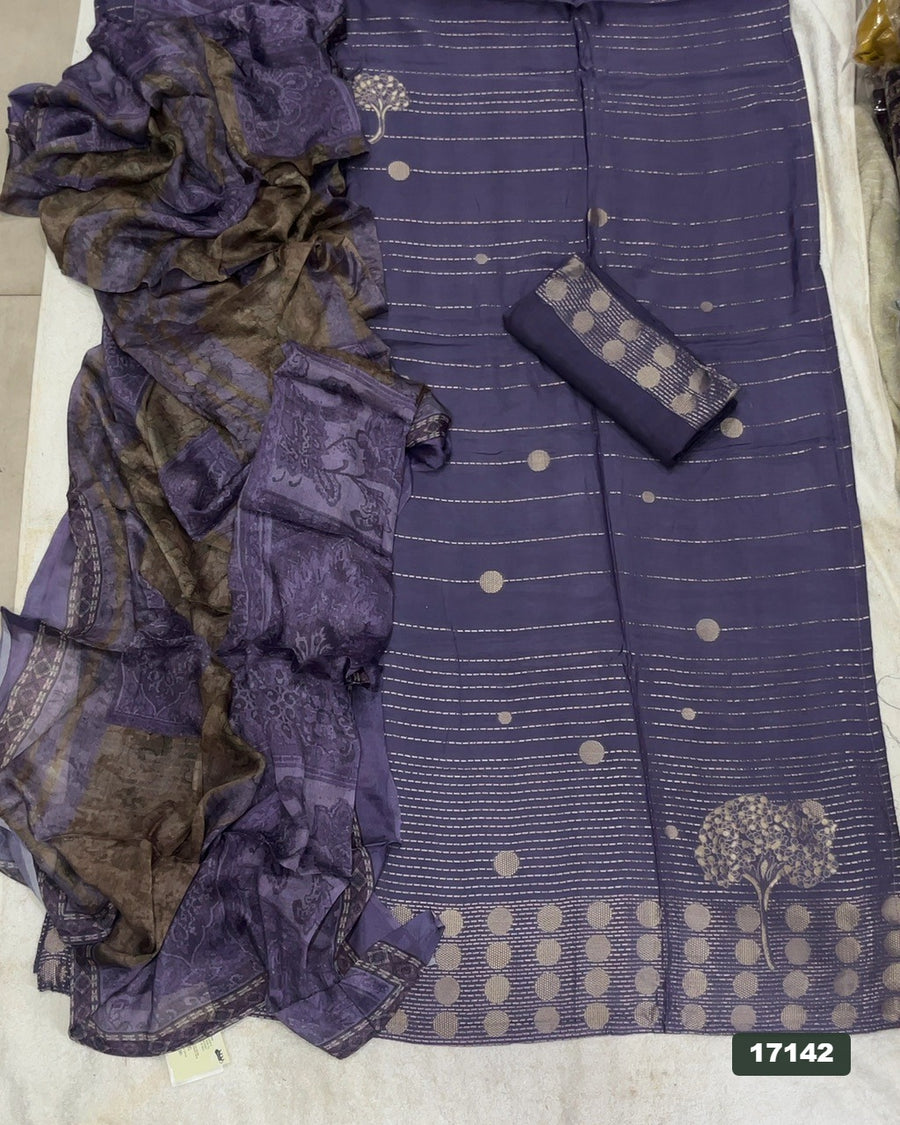 Pure Bamberg Muslin Silk Embroidery Suit Set