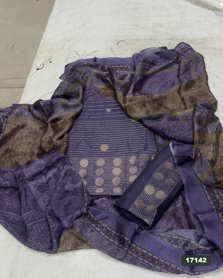 Pure Bamberg Muslin Silk Embroidery Suit Set