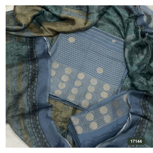 Pure Bamberg Muslin Silk Embroidery Suit Set