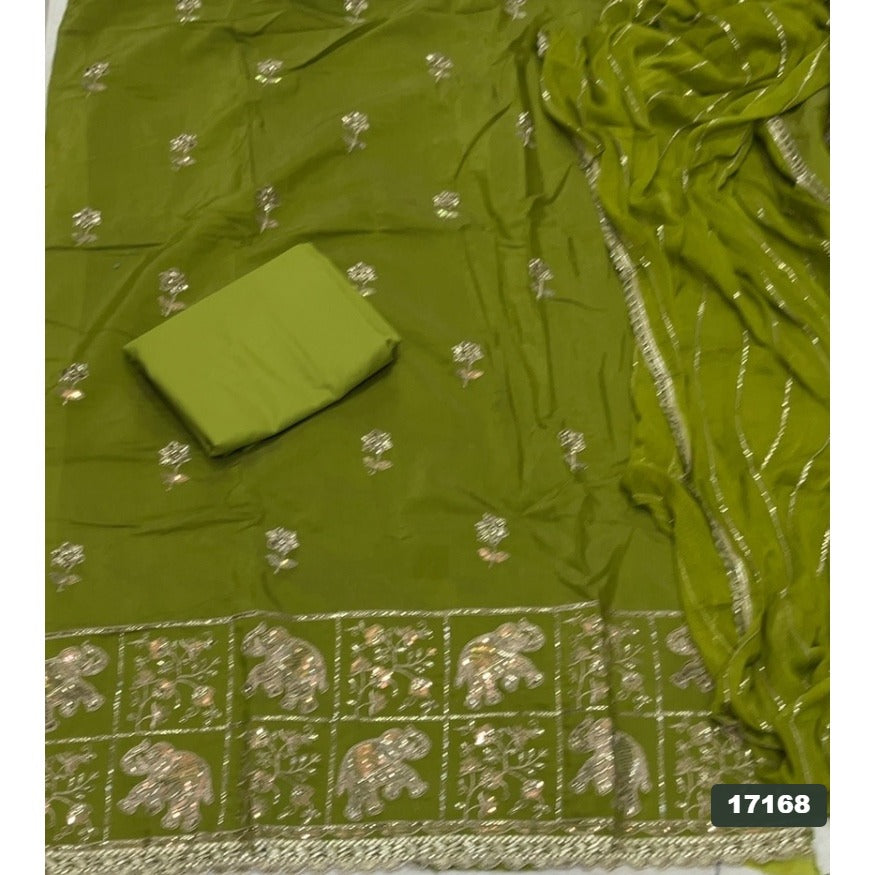 Shimmer Silk Embroidery Suit Set