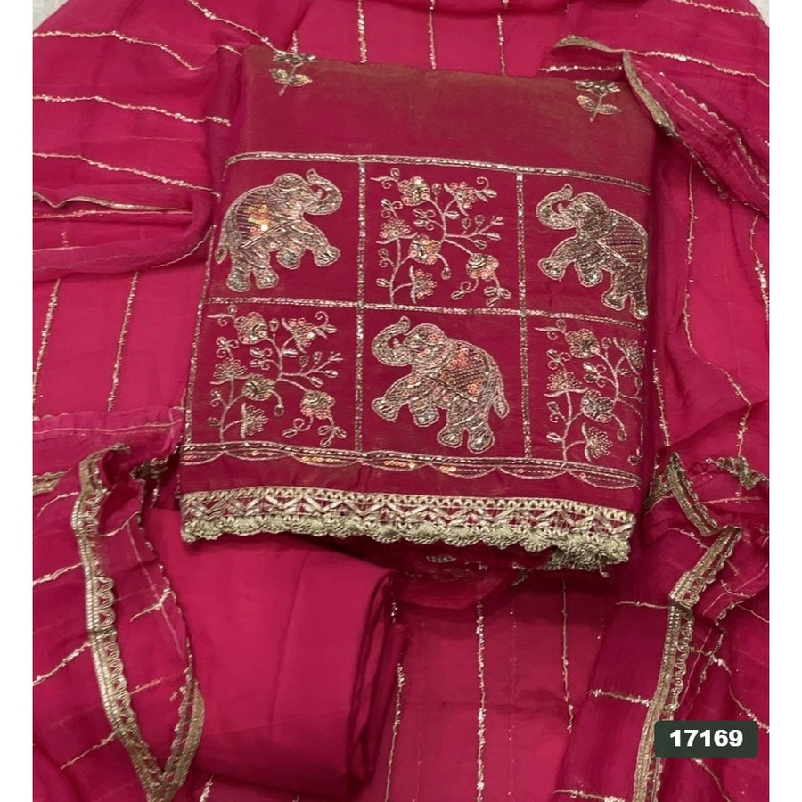 Shimmer Silk Embroidery Suit Set