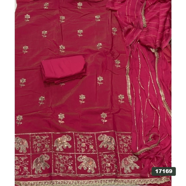 Shimmer Silk Embroidery Suit Set