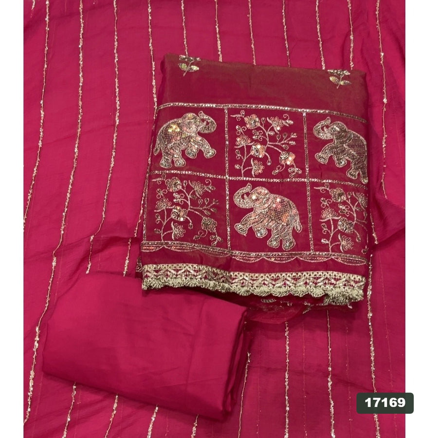 Shimmer Silk Embroidery Suit Set