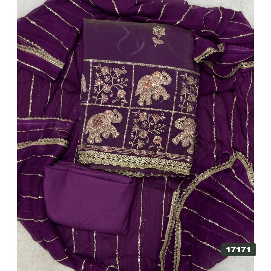 Shimmer Silk Embroidery Suit Set
