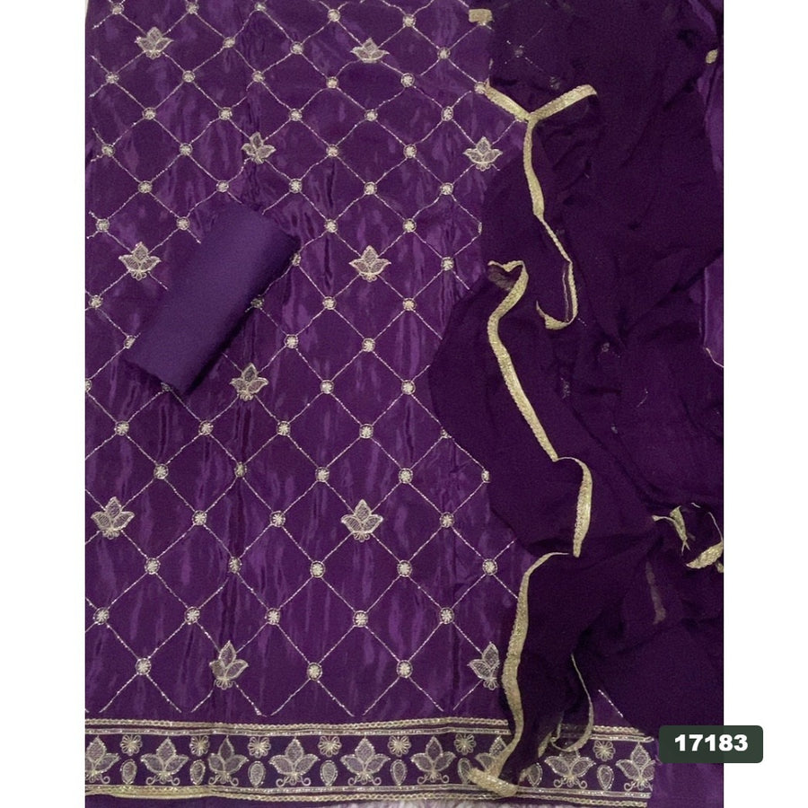 Glass Organza Silk Embroidery Suit Set