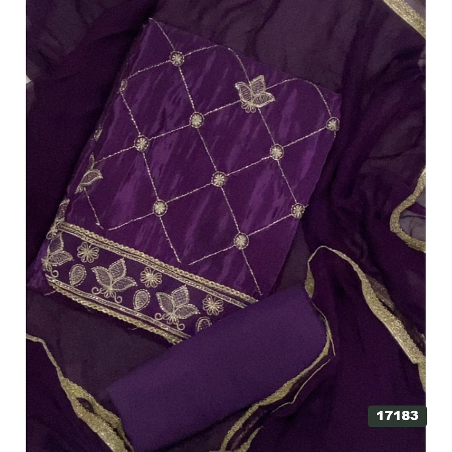 Glass Organza Silk Embroidery Suit Set