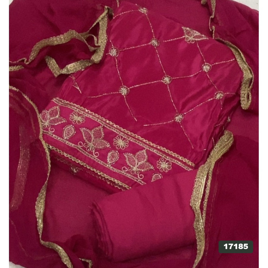 Glass Organza Silk Embroidery Suit Set