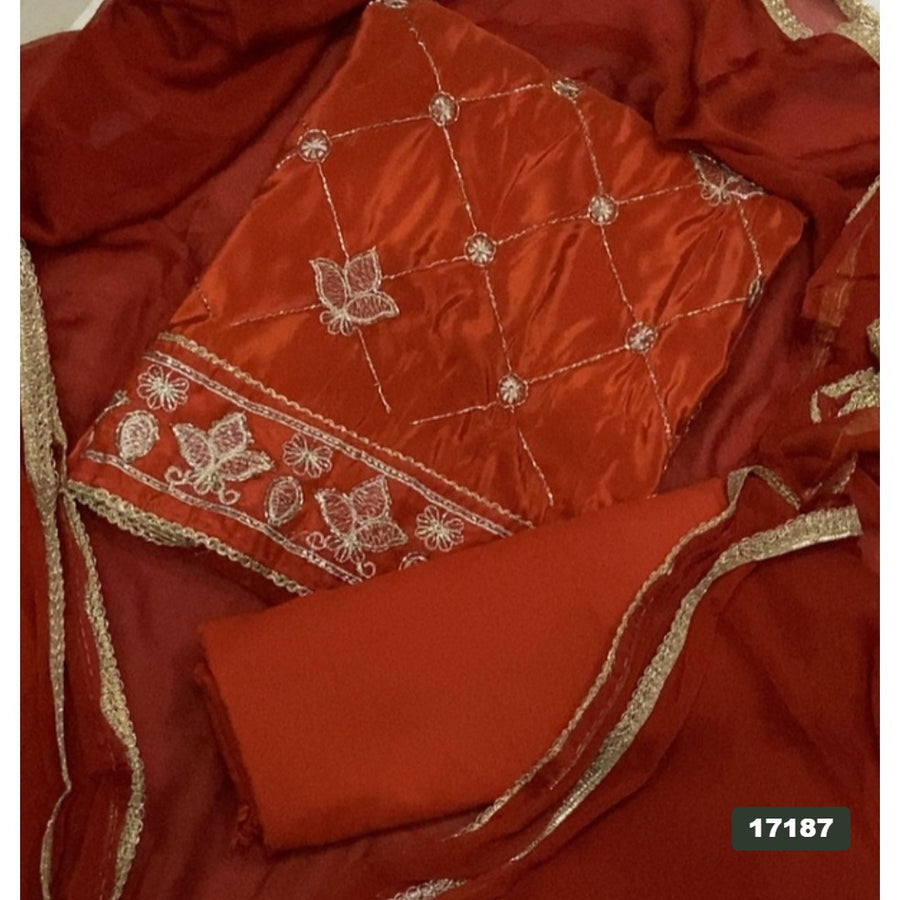 Glass Organza Silk Embroidery Suit Set