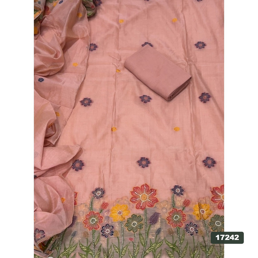 Linen Silk Embroidery Suit Set