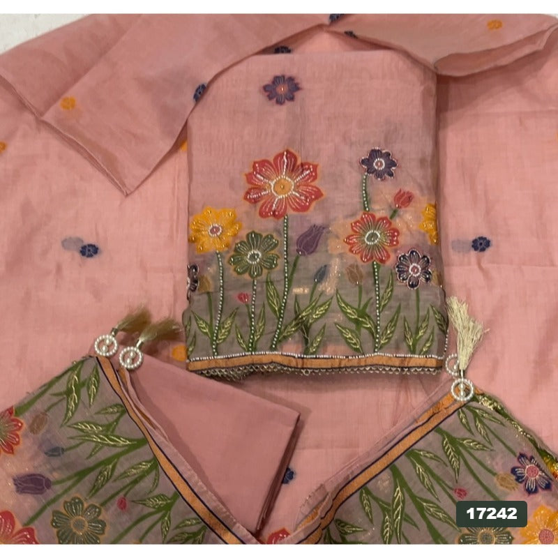 Linen Silk Embroidery Suit Set