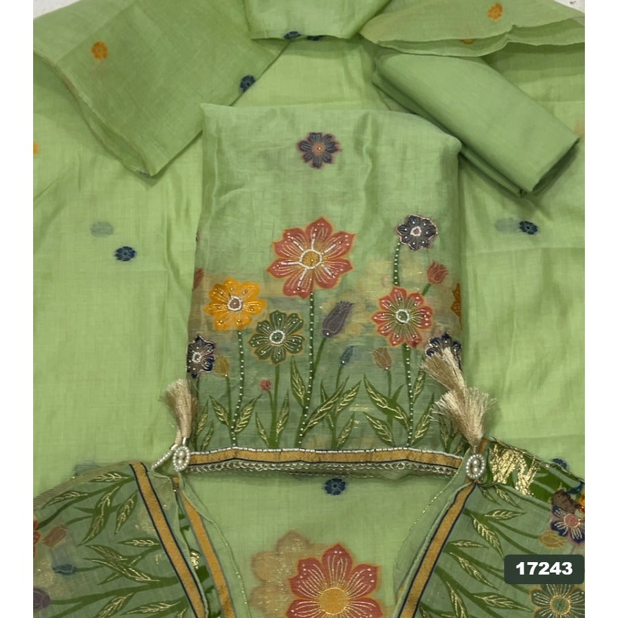 Linen Silk Embroidery Suit Set